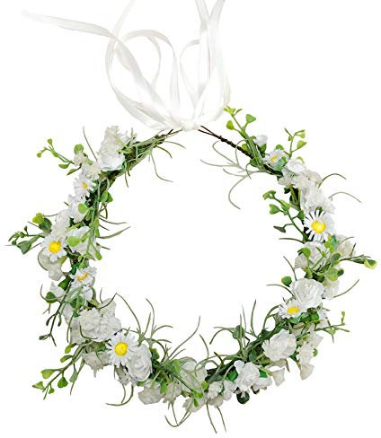 Xinyanmy Blumenkranz Haare Blumenkrone für Frauen Mädchen Künstliche Blumen Krone Blumenstirnband Haar Blumenkranz Haarband Mit Band für Party Festival Hochzeit Zeremonie