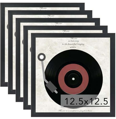 JCJMY Vinyl-Rahmen, Schallplattenrahmen für die Wand, Album-Cover, Holz, 32,5 x 32,5 cm, schwarz, für 30,5 x 30,5 cm LP-Vinyl-Schallplatten mit Deckel, schwarz, 5 Packungen