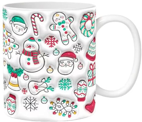 Tazas de cerámica, 350 ml, tazas de Navidad 3D para té, tazas de té caliente, taza de café de viaje para leche, agua helada, café, té