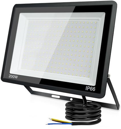 toobettp Foco LED Exterior 200W, 20000LM Focos Led 3500K Blanco Cálido, IP66 Impermeable Aplique Pared para Garaje Jardín Patio Parque