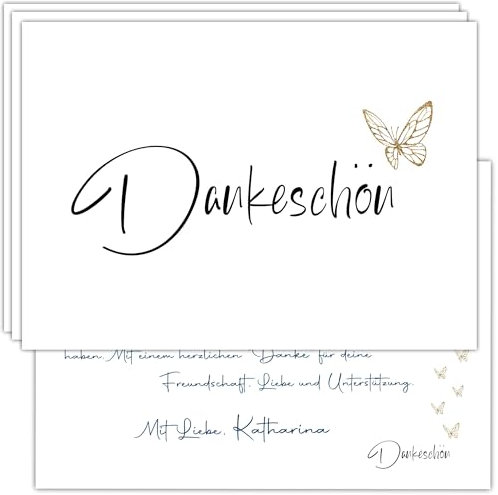 Eummel 25 Dankeskarten DIN A6 auf 300g Cremepapier | Schöne Danksagungskarten für Hochzeit, Geburtstag, Taufe & viele Anlässe | Dankeschön