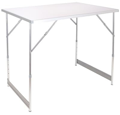 Lemodo Tapeziertisch weiß klappbar | Arbeitstisch | Mehrzwecktisch höhenverstellbar | Flohmarkttisch 100 x 60 cm | Multifunktionstisch bis 30,0 kg belastbar