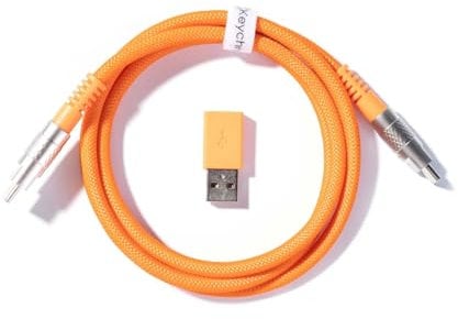 Keychron Kabel für mechanische Tastatur Typ-C + Typ-A zu Typ-C Adapter, Doppelmantel Geek, 100cm - Orange