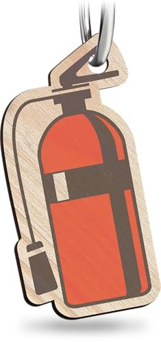 Feuerlöscher Schlüsselanhänger handgemacht aus Holz, Glücksbringer, Feuerwehr, Geschenk für Feuerwehr, Geschenk Freiwilligefeuerwehr