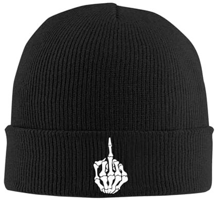 Winter Mütze Totenkopf Mittelfinger Winter Beanie Mütze Klassische Beanie Strickmütze Atmungsaktivem Winter Hüte Für Skating Outdoor Skifahren