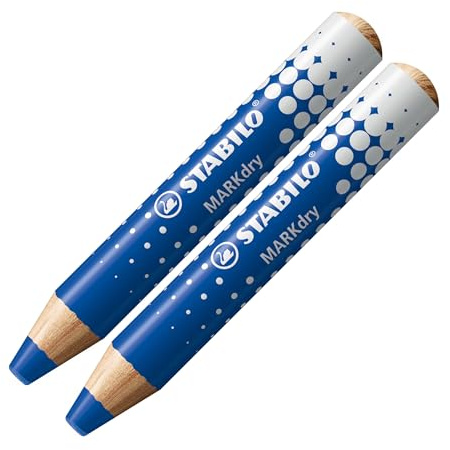 STABILO MARKdry Markerstift, Blisterverpackung mit 2 abwischbaren Markern, Tafel und Whiteboard, Blau
