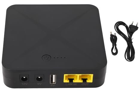 Mini UPS, fuente de alimentación ininterrumpida 5V 9V 12V 48V Puerto POE 8000mAh 18Wh UPS Batería de respaldo, para soporte de energía de cámara, enrutador y módem