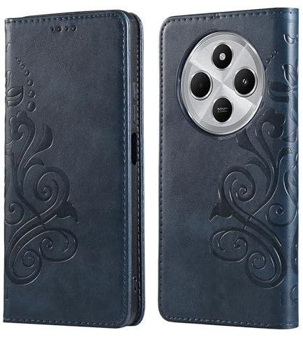 MOONESS Cover per Xiaomi Redmi 14C / Redmi A4 4G (6.88),Flip Custodia a Libro in Pelle PU Premium Goffratura Portafoglio Case per Xiaomi Redmi 14C / Redmi A4 4G - Blu