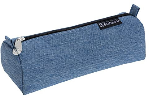 Exacompta - Réf. 52780E - Carton de 6 trousses rondes Denim 500 - fabriquées en polyester extra résistant entièrement doublé - avec un fond plat - couleurs bleu jean, noir jean, rose jean