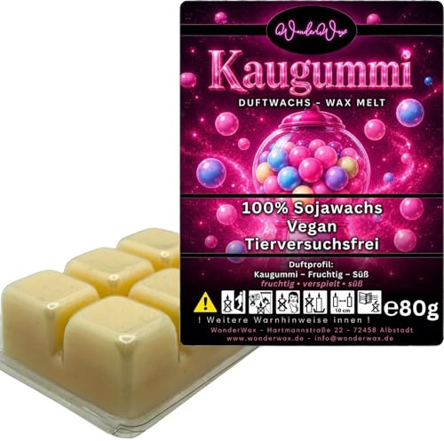 WonderWax® Duftriegel 6 x Duftwachs Würfel Weiß Kaugummi | Farbe: Weiß | Raumduft für Duftlampen, Wax Melt, Sojawachs, Indoor Duftöl Wachs schmelzen für Aromalampe