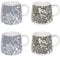 Set of 4 Woodland Stoneware Coffee Mugs Afternoon Tea Cups Home Kitchen Mug Set Floral Blue Green Forest