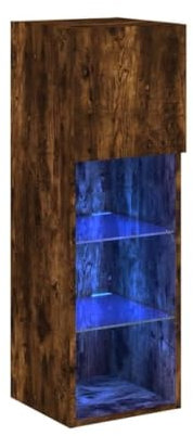 HEFZGDB TV-Schrank mit LED-Leuchten Räuchereiche 30,5x30x90 cm Fernseher Unterschrank Couchtisch Sideboard Tv Tv Möbel für Schlafzimmer Erholungsraum Büro Wohnbereich