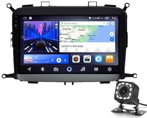 Android Car Stereo para Kia Carens 2012-2017 9 '' con Enlace Inalámbrico De Espejo De Carplay, Android Auto FM Am Car Radio con BT 5.1 GPS Navigation SWC Support Dolby DTS Backup Camera(Color:M100S)