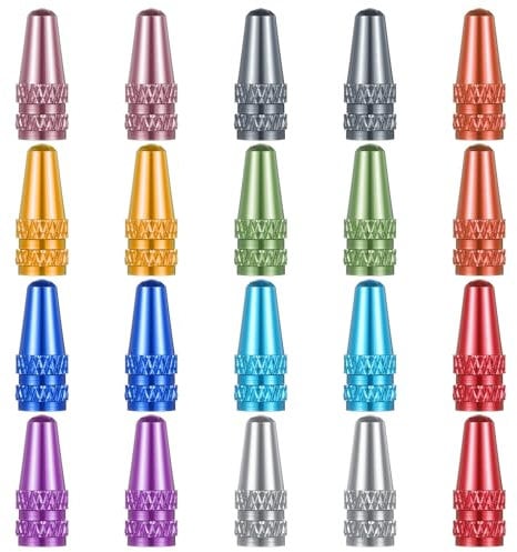 Oruola 20 Stück Ventilkappen Fahrrad Französisch,Aluminium Fahrradventil Kappe,Ersetzen Fahrrad Ventilkappen,Valve Caps Bicycle,Fahrradventilkappen für MTB Rennrad Mountainbike,10 Farben