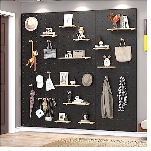 Schwarze Holz-Stecktafel, 12 mm dick, einfache Installation, für Küche und Werkstatt, Lochbrett für Bastelraum, Werkbank (40 x 60 cm) – Aufbewahrungslösung
