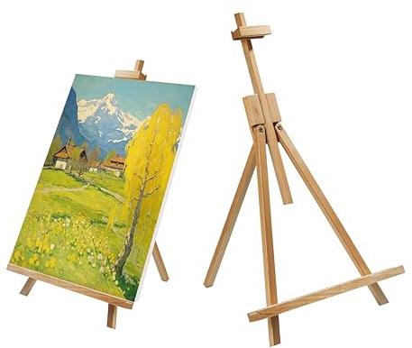 Staffelei Tischstaffelei für Leinwand bis 60cm Holzständer A-Form aus Buchenholz Verstellbar Tisch Staffelei zu bemalen Foto Display