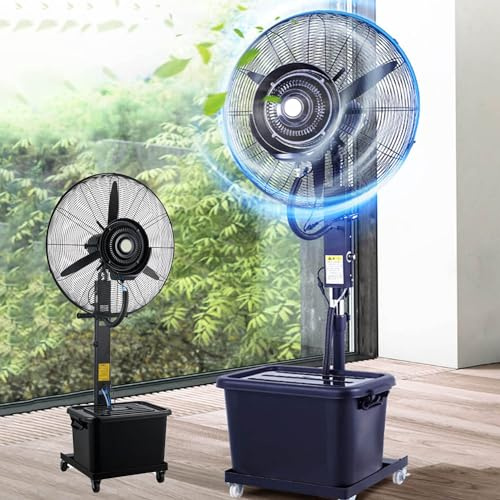 CSXCQM Patio Misting Fans 26in/30in Outside Pedestal Cooling Fan 3 Speeds, 90° Oscillation Mister Black With 42L Standalone Tank For Residential Greenhouse Outdoor(26in/650mm)