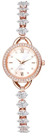 OIDEA Damen Armbanduhr mit Strass Schmale: Quarz Analog Damenuhr mit Diamant Römischen Zifferblatt Dünnes Armband Elegant Geschenk für Frauen Mutter Familie Freundin Gold Silber Rosegold