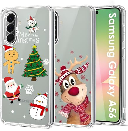 2 Stück Handyhülle für Samsung Galaxy A56 5G/A36 5G Hülle, CaseLover Transparent Hülle Cute Weihnachtsmuster Ultra Dünn Weich Silikon Stoßfeste Christmas Schutzhülle Case für A56/A36, Weihnachtsmann 1