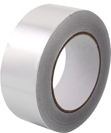 Mikiuly Cinta de Aluminio, Cinta alta Temperatura, Cinta Aislante Termica, Cinta Selladora para Conductos de Aire altas y Bajas Temperaturas, Resistente al Agua, al Vapor, Gas, Robusta, 50 mm x 20 m