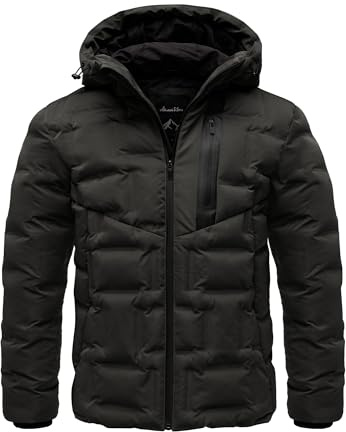 Amaci&Sons Herren Gefütterte Dicke Winter Jacke für Männer mit Kapuze 9128