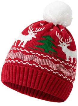 Generisch Weihnachtsmütze, Nikolausmütze für Unisex Stricken Weihnachtsmann Mütze Erwachsene Kinder Weihnachtsmützen für Weihnachten Neujahr und Partybedarf