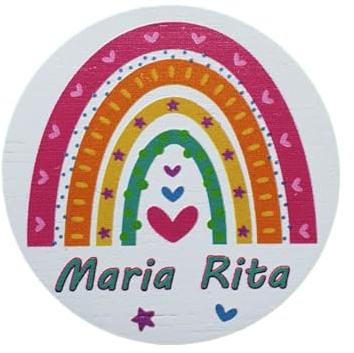 10 Stück Anhänger / Magnete Regenbogen personalisiert bunt - Dekoration Gastgeschenke Tischkarten Geburt, Taufe, Babyparty, Geburtstag