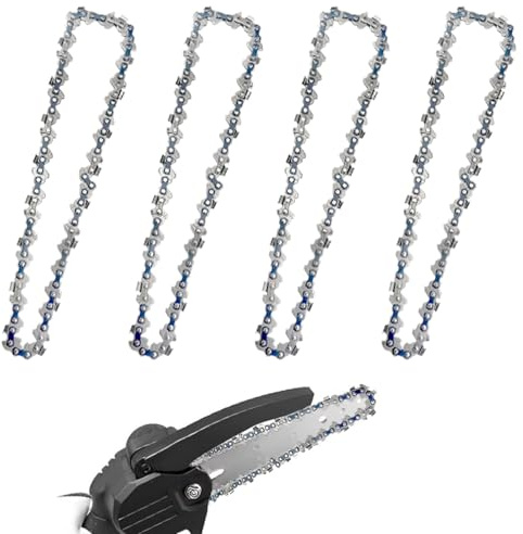4pcs Mini Chainsaw Chains, 8 Inch Steel Chainsaw Replacement Chain Chainsaw Conductive Saw Chain Small Chainsaw Blade Repair Accessories for Cordless Handheld Chainsaws Wood Trimming,Tree Pruning