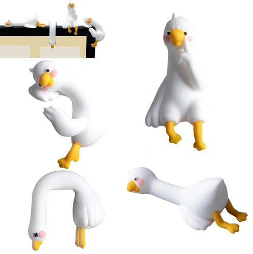 XUDUOO 4pcs Mini Resin Goose Figurine, Cute Desk Accessories Tiny Silly Goose Desk Decor, Goose Statues for Office Desk, Car Dashboard, Indoor Festival Decor, Silly Goose Gifts for Friend