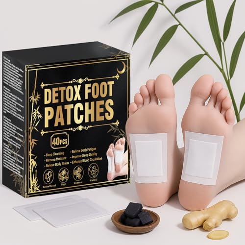 Bellifluous Detox Foot Patches, 40pcs Foot Patches Detox Foot Pads, Natural Foot Detox Pads to Remove Toxins, Detox Foot Pads to Improve Sleep Quality, Relieve Body Stress (Black, 40pcs)