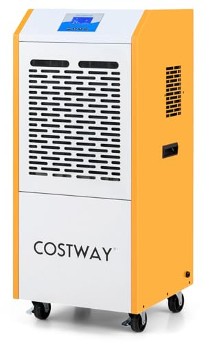 COSTWAY Deumidificatore Commerciale 90 L/Giorno con Pompa e Tubo di Scarico
