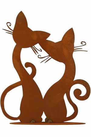 Rost Tier Katze Paar Pärchen Deko Dekoration Edelrost Garten Metall Eisen
