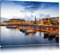Pixxprint Dark Hamburger Hafen am Abend, Kunstdruck auf Holzrahmen, Größe: 60x40cm, Leinwandbild, fertig gespannt, Wandbild, Dekoration, Kunstdruck, kein Poster