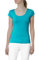 Caspar SRT005 Klassisches Damen Basic Kurzarm Shirt, Farbe:Azur blau, Größe:M - DE38 UK10 IT42 ES40 US8