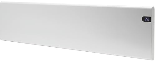 Adax Neo Low Profile Electric Panel Heater/Convector Radiator With Timer, Thermostat, Modern, Slimline, Wall Mounted (White, 800W)