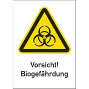 Aufkleber Vorsicht! Biogefährdung gemäß ASR A1.3/ DIN 7010 Folie selbstklebend 18,5 x 13,1cm (Warnschild, Kombischild) praxisbewährt, wetterfest