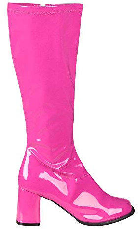 Boland - Stiefel Retro, Pink, langer Schaft, Synthetik, Blockabsatz 8 cm, Reißverschlusss, Spacy, Schlager, cooler Look, Karneval, Halloween, Fasching, Mottoparty