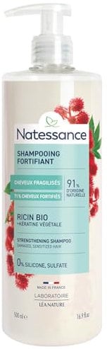 Natessance Capillaire Shampoo mit Rizinusöl und pflanzlichem Keratin, 500 ml