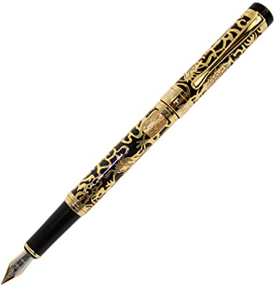 zoohot Jinhao Füllfederhalter 5000 Chinesischer Drache golden mit Schwarzem