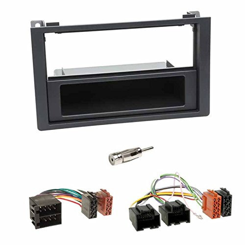 Einbauset : Autoradio 2-DIN Blende Einbaurahmen Radioblende mit Ablagefach schwarz + ISO Verlängerung/Radio Adapter Adapterkabel + Antennenadapter für Saab 9-3 (YS3F Facelift) 2007-2012