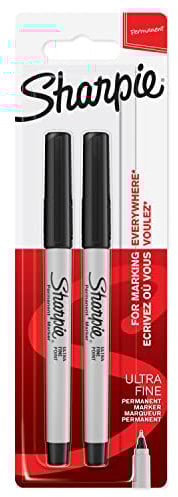Sharpie Permanent Markers | Ultra Fine Point for Precise Marks | Black Ink | 2 Marker Pens
