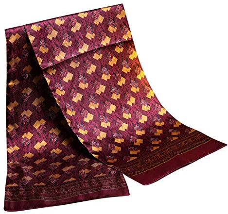 UK_Stone Halstuch Herren 100% Seide Schal Vintage Pattern Seidenschal Herrenschal, Weinrot Groß Kariert