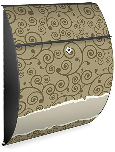 Burg Wächter Design Briefkasten | Modell Riviera 46cmx33,5cmx13cm groß | verzinkter Stahl Anthrazit | Postkasten mit Öffnungsstopp, großer A4 Einwurf, Zylinderschloss, 2 Schlüssel | Motiv Kringel