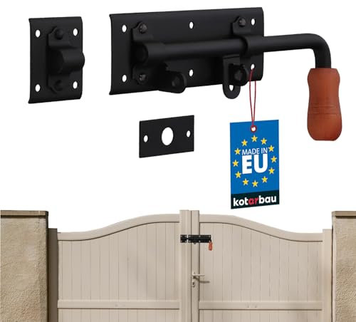 KOTARBAU® Verrou de porte droit - 280 mm - Revêtement par pulvérisation - Noir - Qualité supérieure