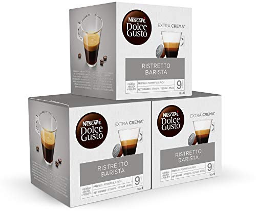 NESCAFÉ Dolce Gusto Ristretto Barista - Cápsulas de Café, 48 Cápsulas (3 x 16) - Espresso fuerte - Intensidad 9 - Café de tueste intenso - Originales para cafeteras Dolce Gusto
