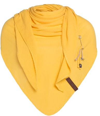 KNIT FACTORY - Lola Dreieckstuch - Fein Gestrickter Damen Schal - Tuch Schal - Für Frühling und Sommer - Baumwollmix - Citrus - 190x85 cm