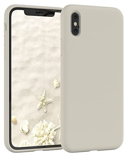 EAZY CASE Premium Silikon Handyhülle kompatibel mit iPhone X/XS, Slimcover mit Kameraschutz und Innenfutter, Silikonhülle, Schutzhülle, Bumper, Handy Case, Hülle, Softcase, Taupe