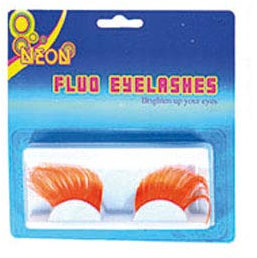 Lot de 12 - Faux cils fluo néon orange