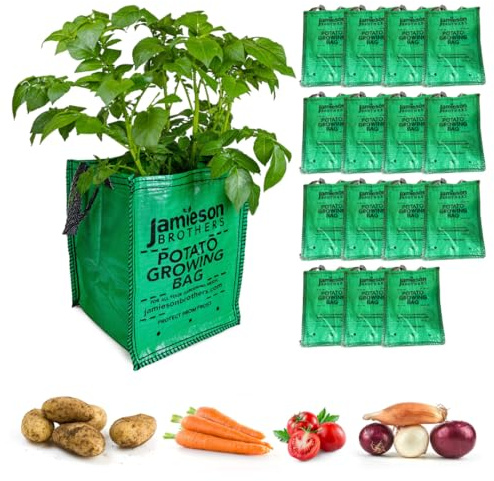 JBA Seed Potatoes 15 x Potato Planter Bags suitable for growing all Vegetables all year round 18x12x12 Has Drainage Holes and Carry Handles- By Jamieson Brothers