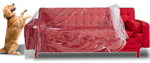 2 Pack Furniture Clear Cover Plastic Duty Water and dustproof Resistant Sofa Slipcover Plastic Sofa Cover Protection Covers for Moving Long Term,118 x 78(300CM*200CM)